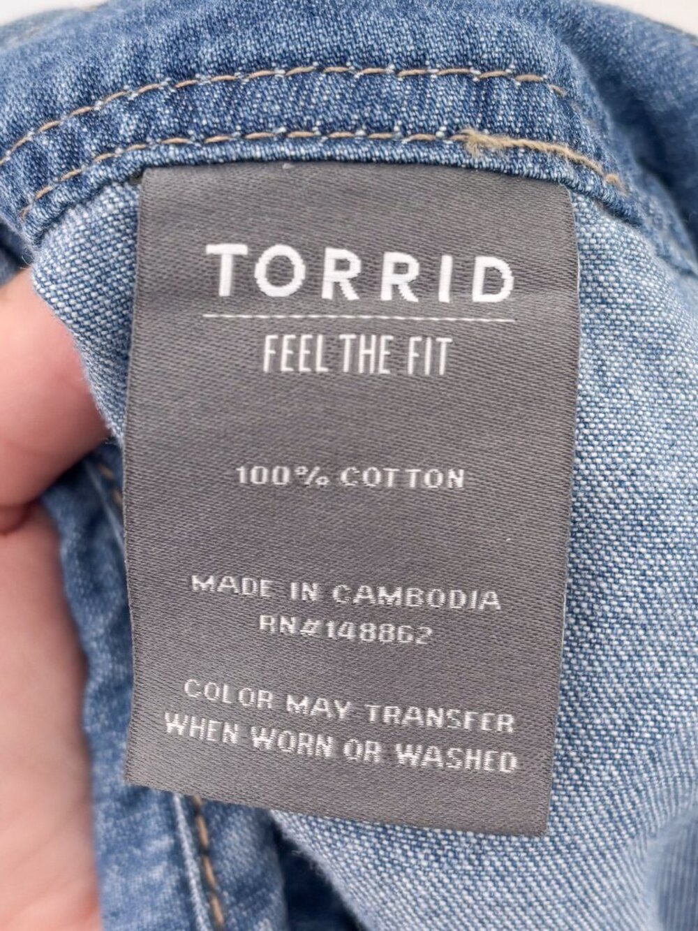 Torrid 100% Cotton Medium Wash Denim Overall Shorts with tie straps Size 14 - Picture 4 of 5